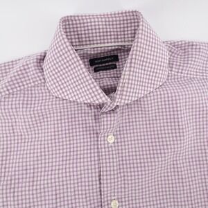 Suitsupply Gingham Check Button Down Purple Long Sleeve Mens 14.5 Small